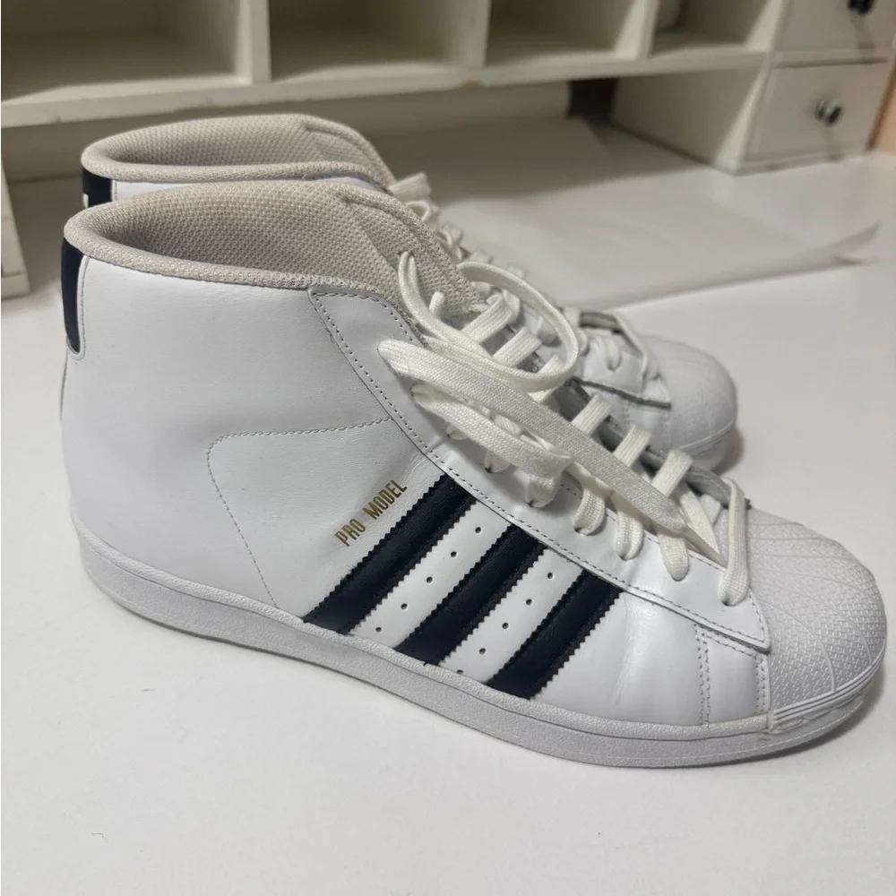 Adidas White and Black High-Top Sneakers